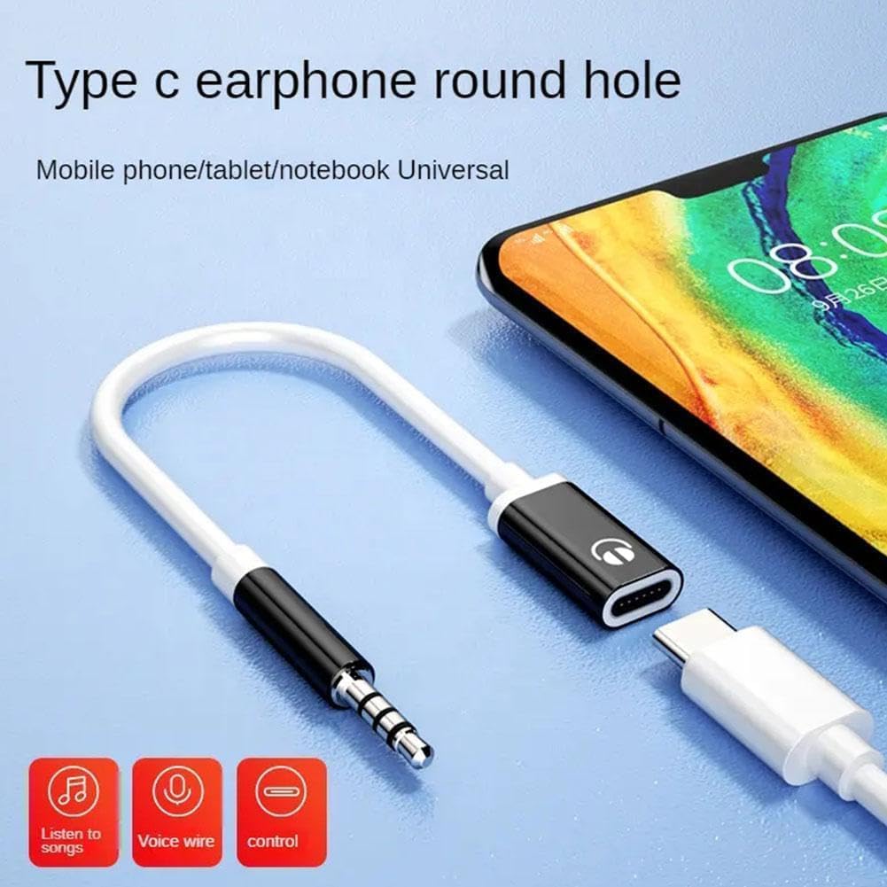 Risprsulen 3.5mm MP3 to TypeC Female Audio Adapter - Black, Compatible with Players, Smartphones, CD Players, Laptops