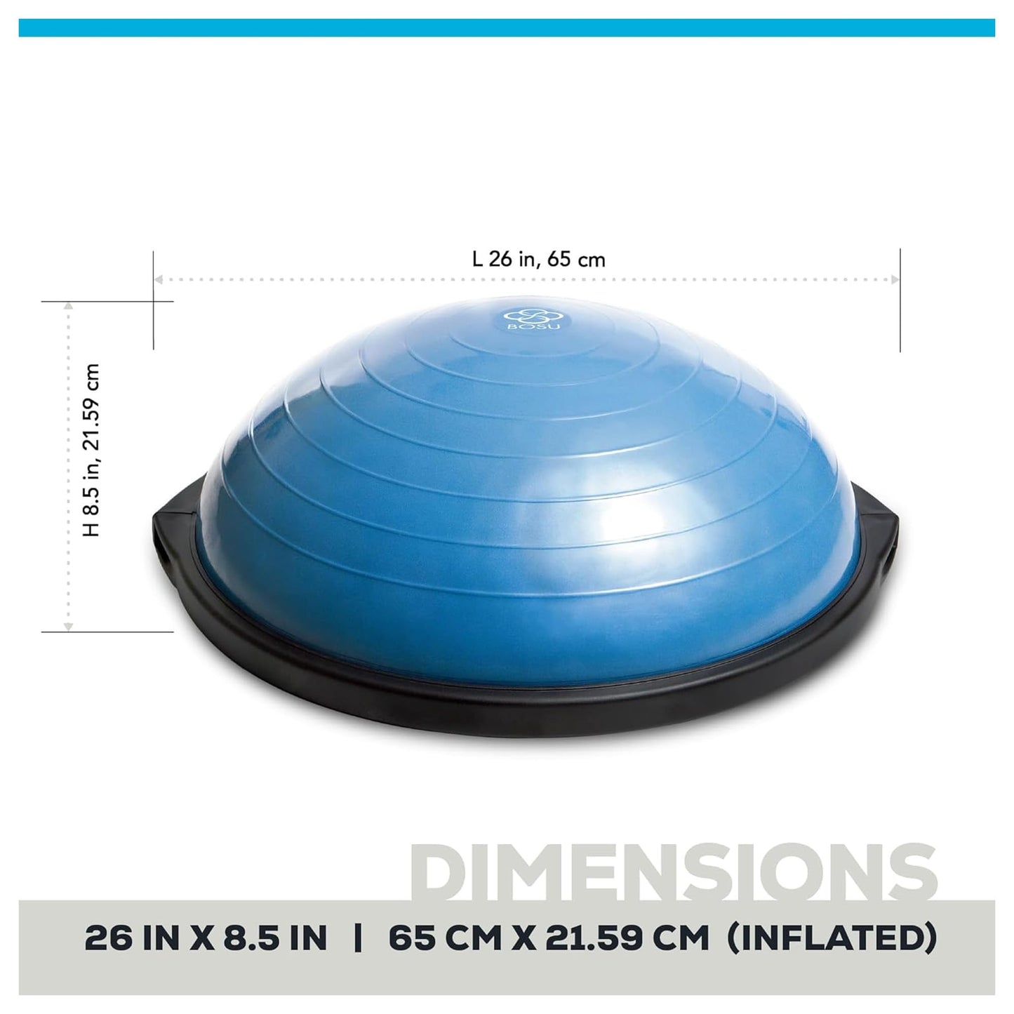 BOSU Pro Balance Trainer, Half-Ball Training Equipment, 300 lb Capacity, Stability Exercise Tool with Resistance Bands Non-Slip Base, Blue