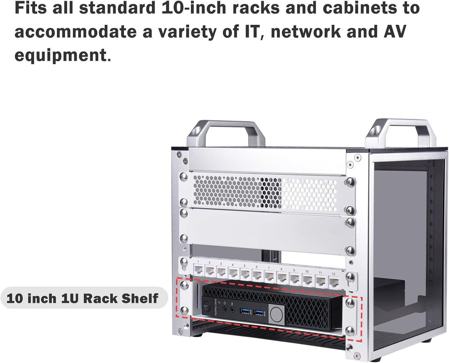 GeeekPi 1U 7.87" 10 Inch T1/T0 Server Rack Shelf, Depth Vented Rack Mount Cantilever Tray for Network Equipment Rack