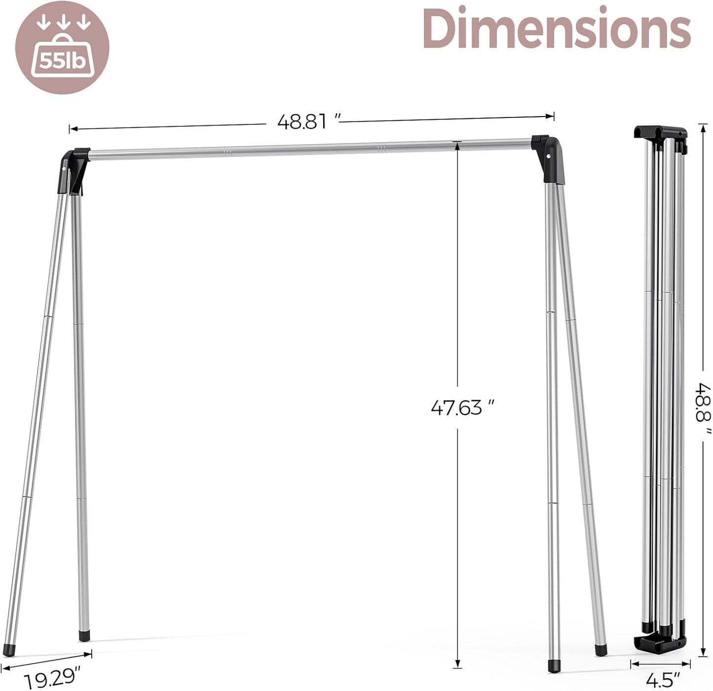 TOOLF Clothes Drying Rack - Foldable Stainless Steel Design | Portable Indoor/Outdoor Use, Large Capacity