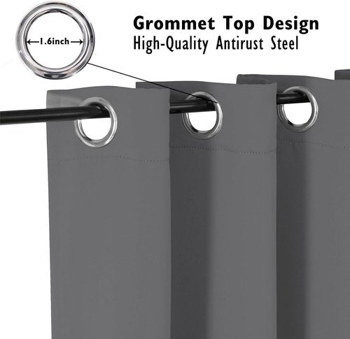 ChrisDowa Blackout Curtains - 120-Inch Long Thermal Insulated Grommet Panels for Bedroom & Living Room (Grey, 2 Panels)