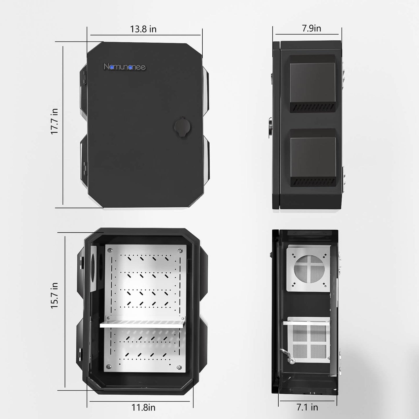 Outdoor Electrical Box, Cold-Rolled Steel Plate, Aluminum Alloy Back Beam, One-Piece Ventilation Design, IP65 Waterproof, Wall/Pole Mounted (15.7" x 12" x 8")