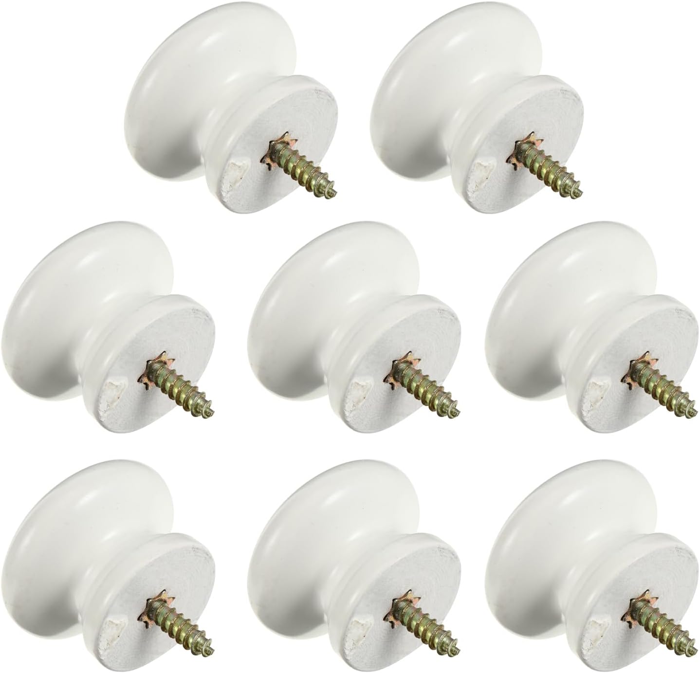 Uonlytech Cabinet Knobs - 8Pcs Self-Tapping Solid Wood Round Handles for Easy Installation | Durable Furniture Pulls