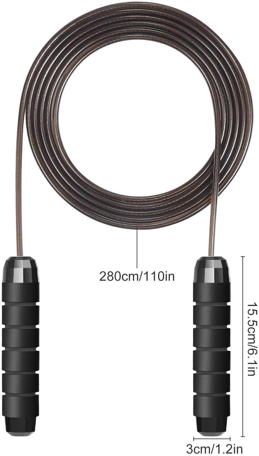 UJEFF Jump Rope, Tangle-Free Rapid Speed Jumping Rope Cable with Ball Bearings for Women, Men, and Kids, Adjustable Steel Jump Rope Workout with Foam Handles for Fitness, Home Exercise & Slim Body