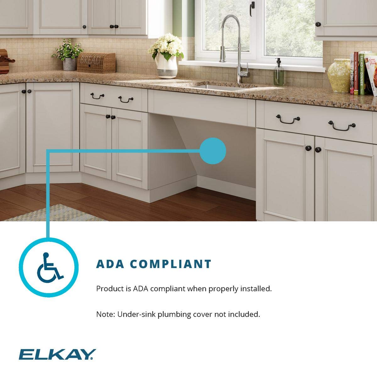 Elkay ECTSRAD33226TBG3 Crosstown 18 Gauge Stainless Steel 33" x 22" x 6" 3-Hole Equal Double Bowl Dual Mount ADA Sink Kit