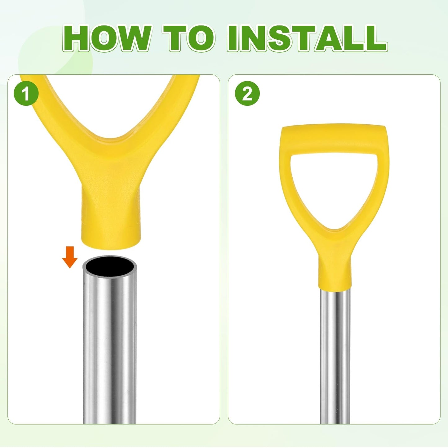 M METERXITY 1-Pack Shovel D Grip Handle, 32mm/ 1.26 Inch Inside Diameter Plastic D Shaped Grip Shovel Handle Replacement for Digging Raking Tools [Yellow]