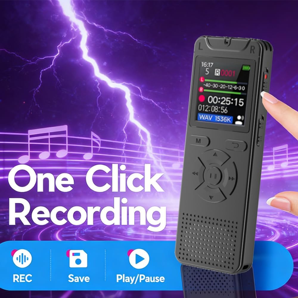 Metyoxmmx MP3 Digital Voice Recorder - Affordable & Easy to Use, One-Click, Voice Activated & Noise Reduction, Long
