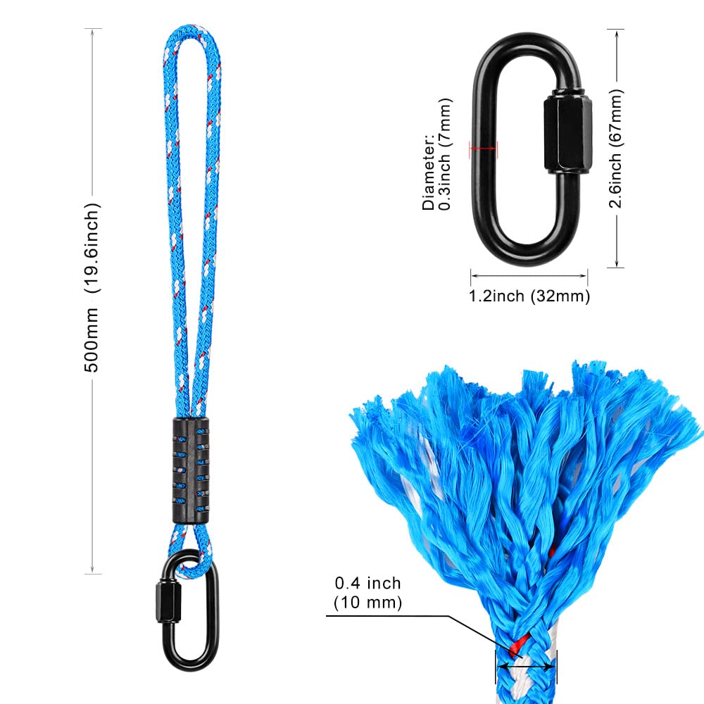 BeneLabel Poseidon Series Sewn Prusik Loops Ropes, Safety, 19", Diameter 2/5", 2 Pack, Blue