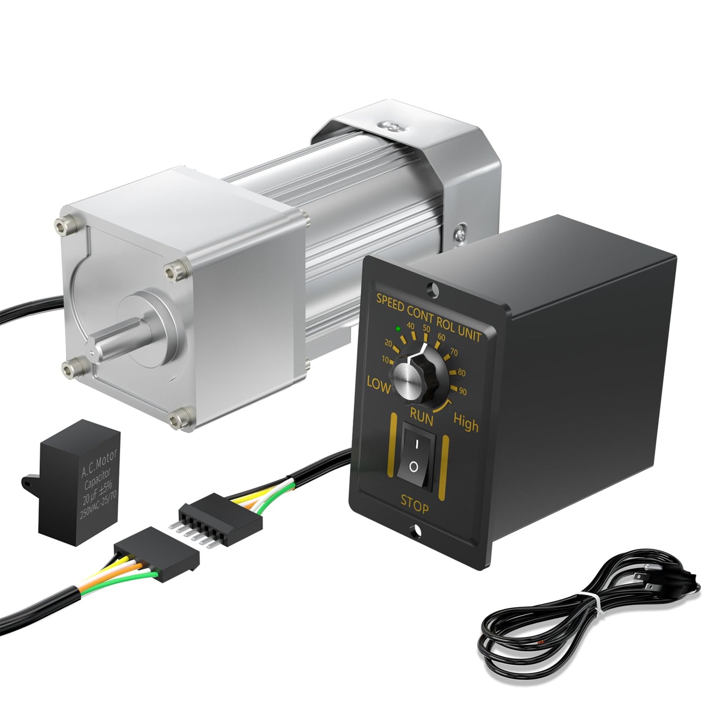 Bemonoc High Torque Electric AC Gear Motor Low Speed 15Rpm, Variable Speed Motor 110V 200W Output Shaft 18mm + Reversible Speed Governor for Metal Cutting Machine Tools
