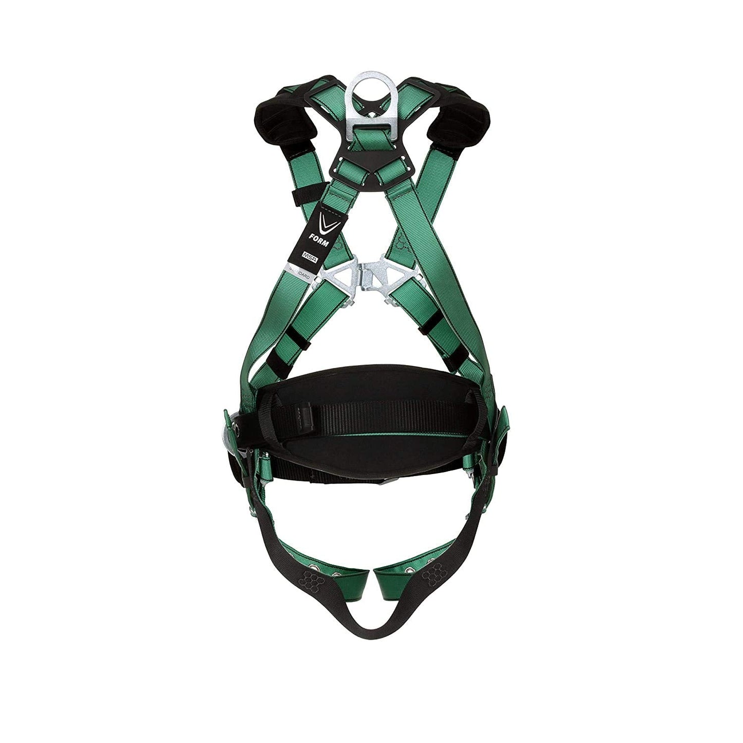 MSA 10197364 V-Form Construction Harness - Standard (Medium), D-Ring Configuration: Back/Hip, Tongue Buckle Leg Straps, with Shoulder Padding, Full Body Harness