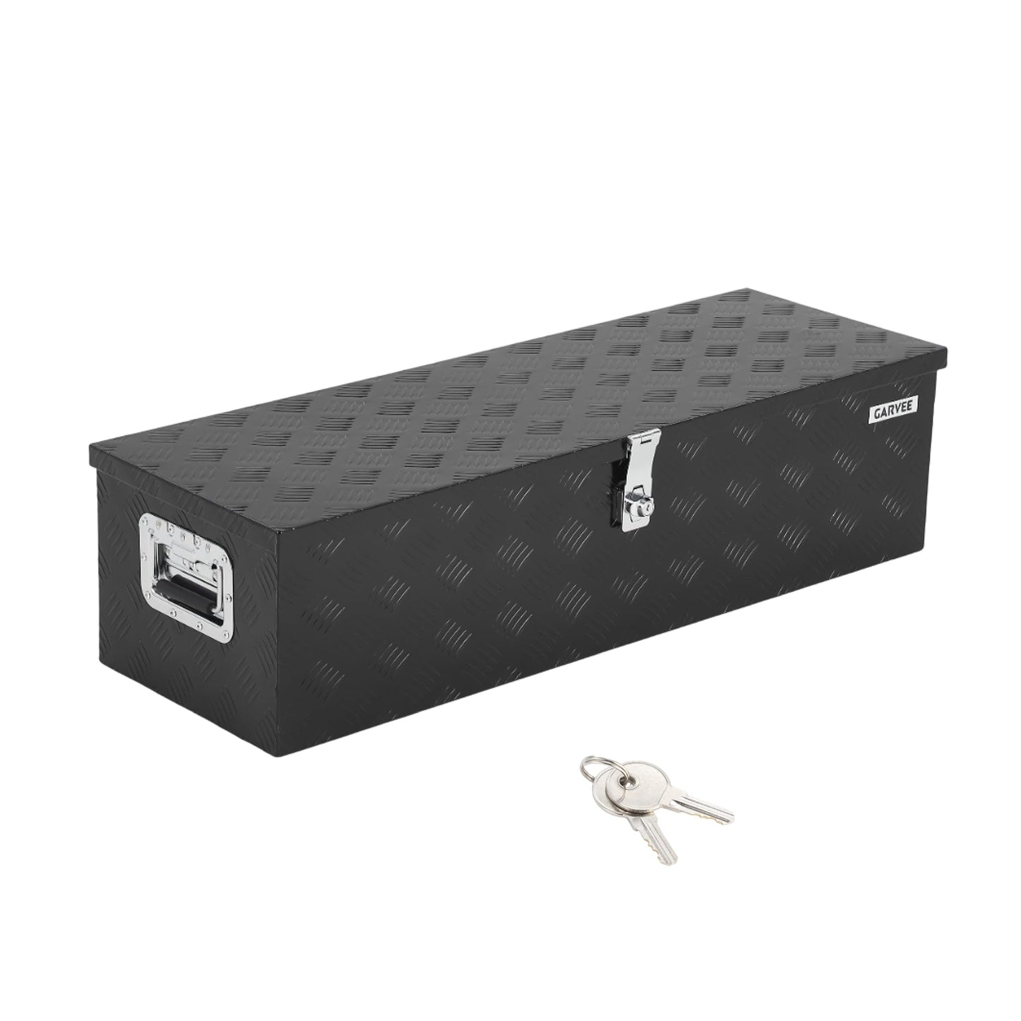 EliteEdge Heavy Duty Aluminum Truck Bed Tool Box with Lock, Diamond Plate Tool Chest Storage Organizer with Side Handles for Pickup Trucks, RV, Trailers, Black, 39 x 13 x 10 Inches