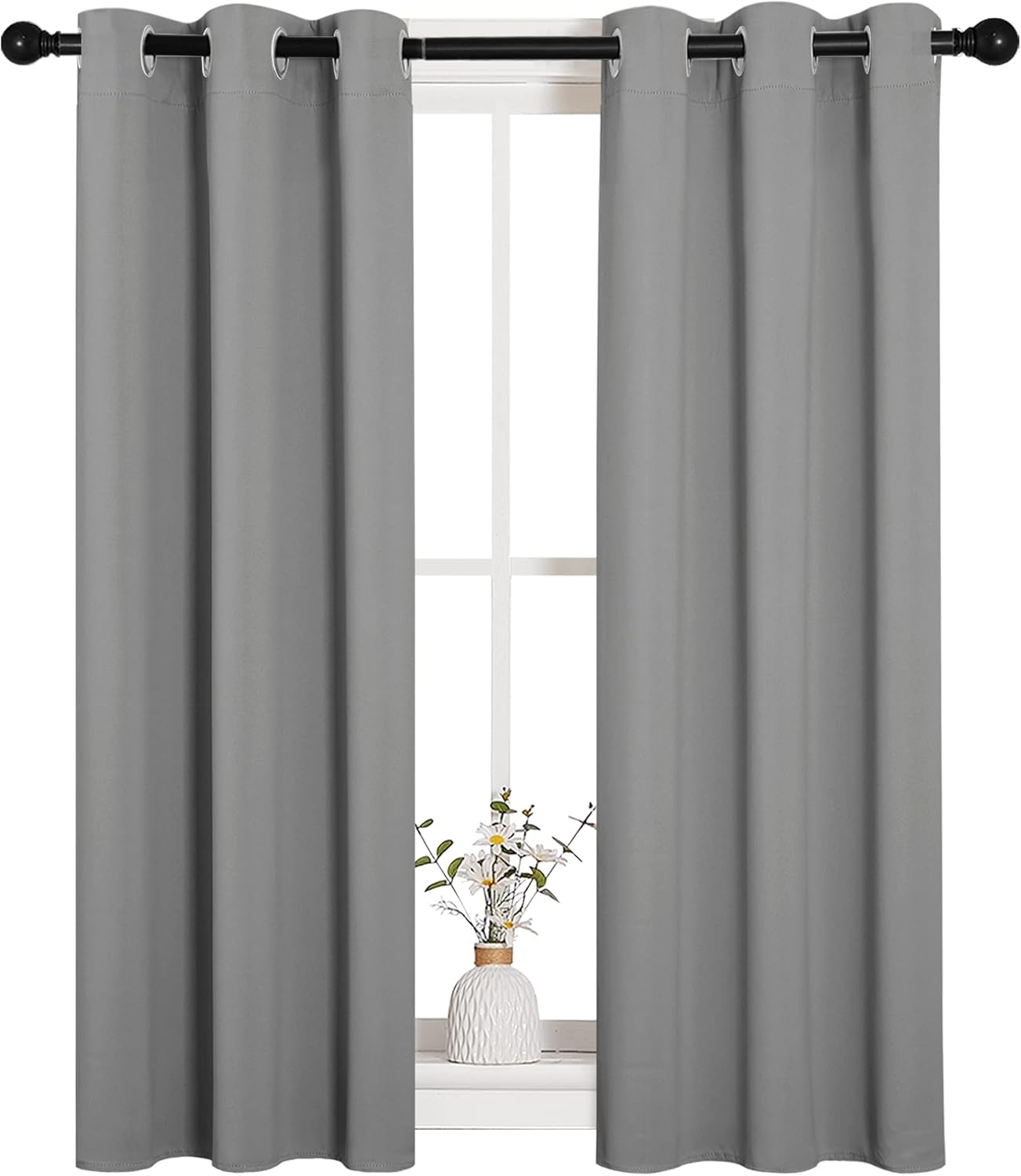 NICETOWN Silver Grey Blackout Curtain Panels - Thermal Insulated Grommet Top Drapes (2 Panels, W29 x L45)