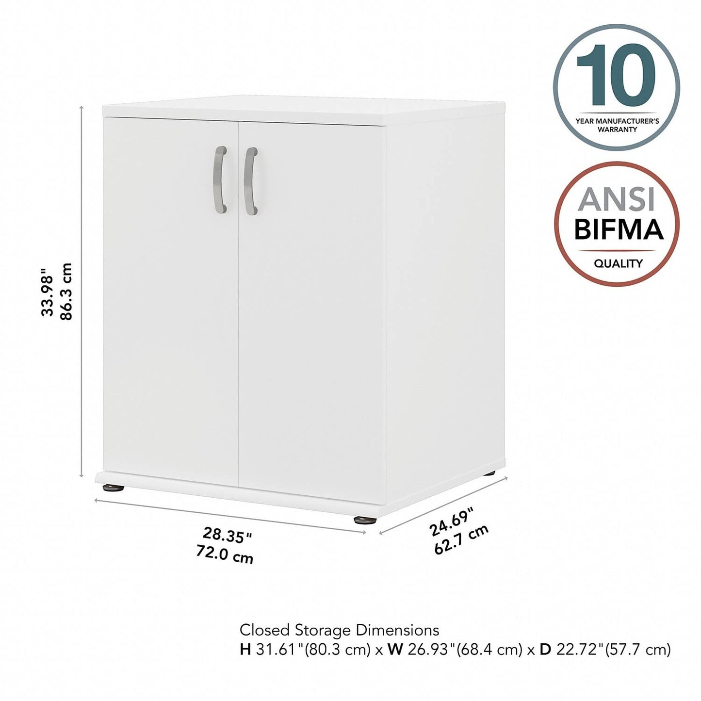 Bush Business Furniture Universal Garage Storage Cabinet with Doors and Shelves in White
