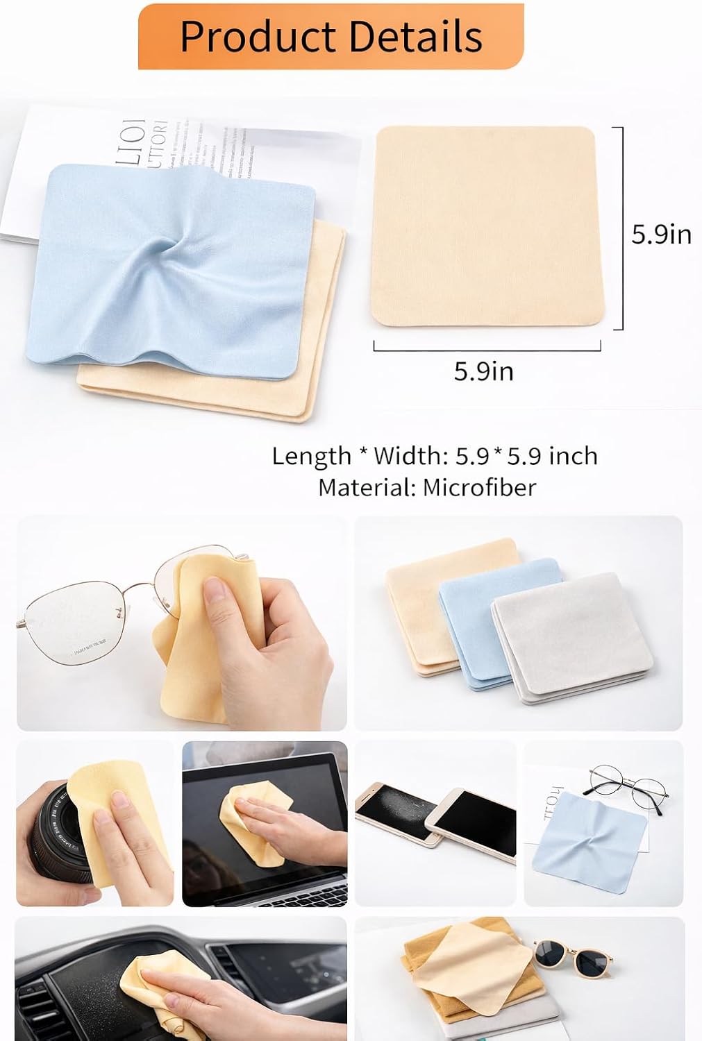 gemxtkg 2 6 Portable Glasses Cleaner Clips and Microfiber Wipes Quick Clean Tool for Eyeglasses and Shades