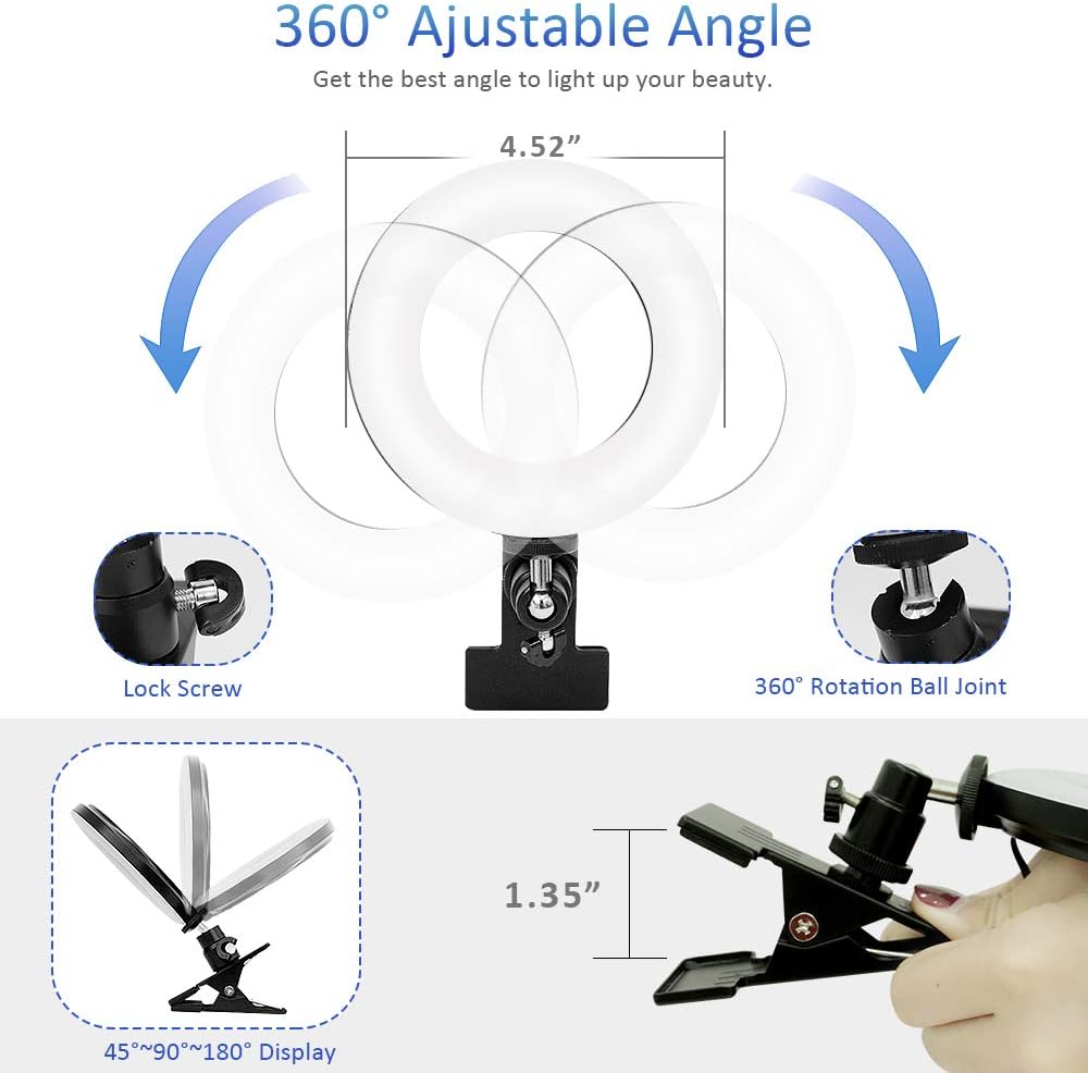 Cyezcor Video Conference Lighting Kit, Ring Light for Monitor Clip On,for Remote Working, Distance Learning,Zoom Call