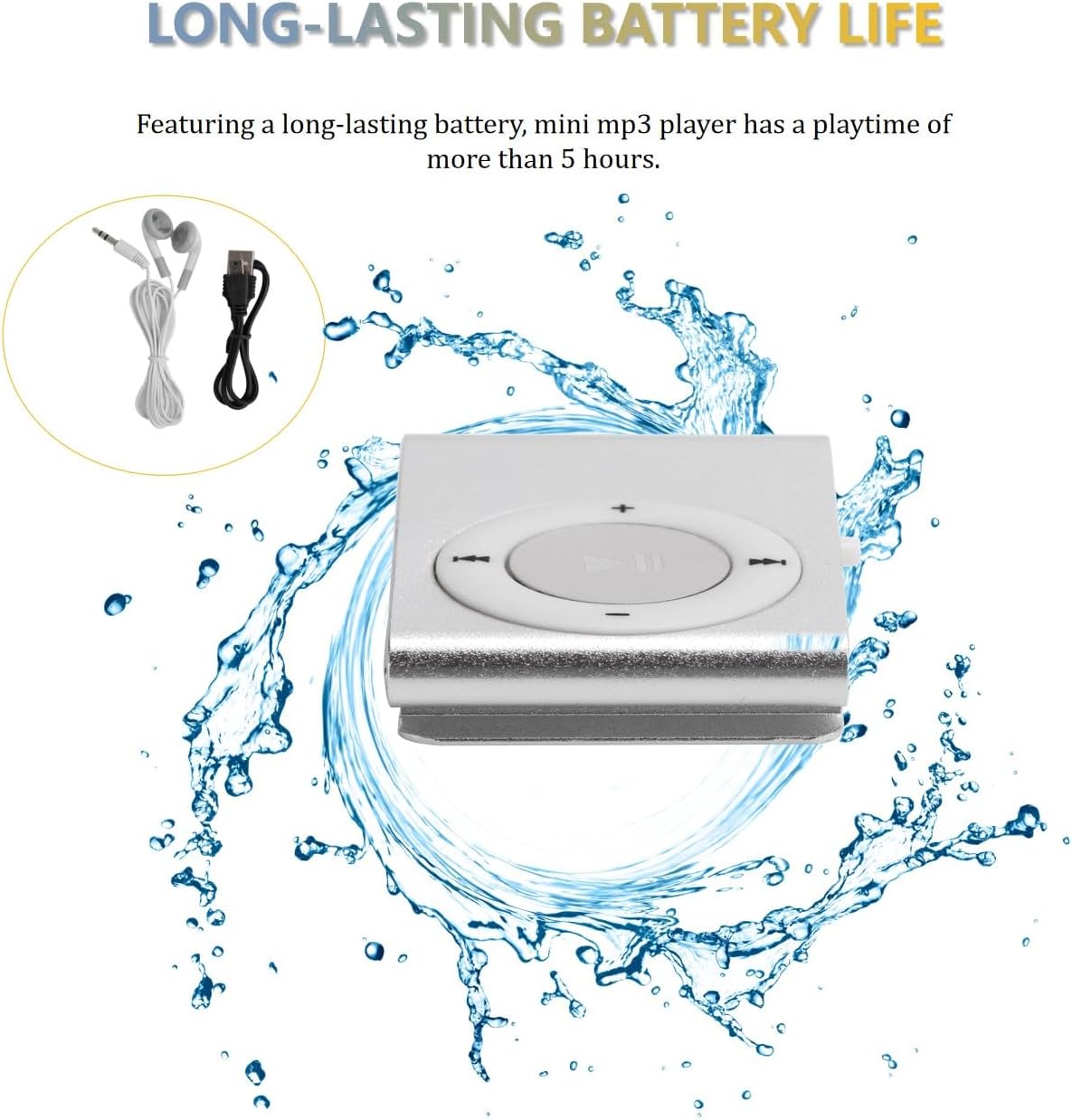 BONKZEBU MP3 Portable Player with Long Battery Life Aluminum Alloy Body Clear Sound Built-in Speaker and Earphones USB