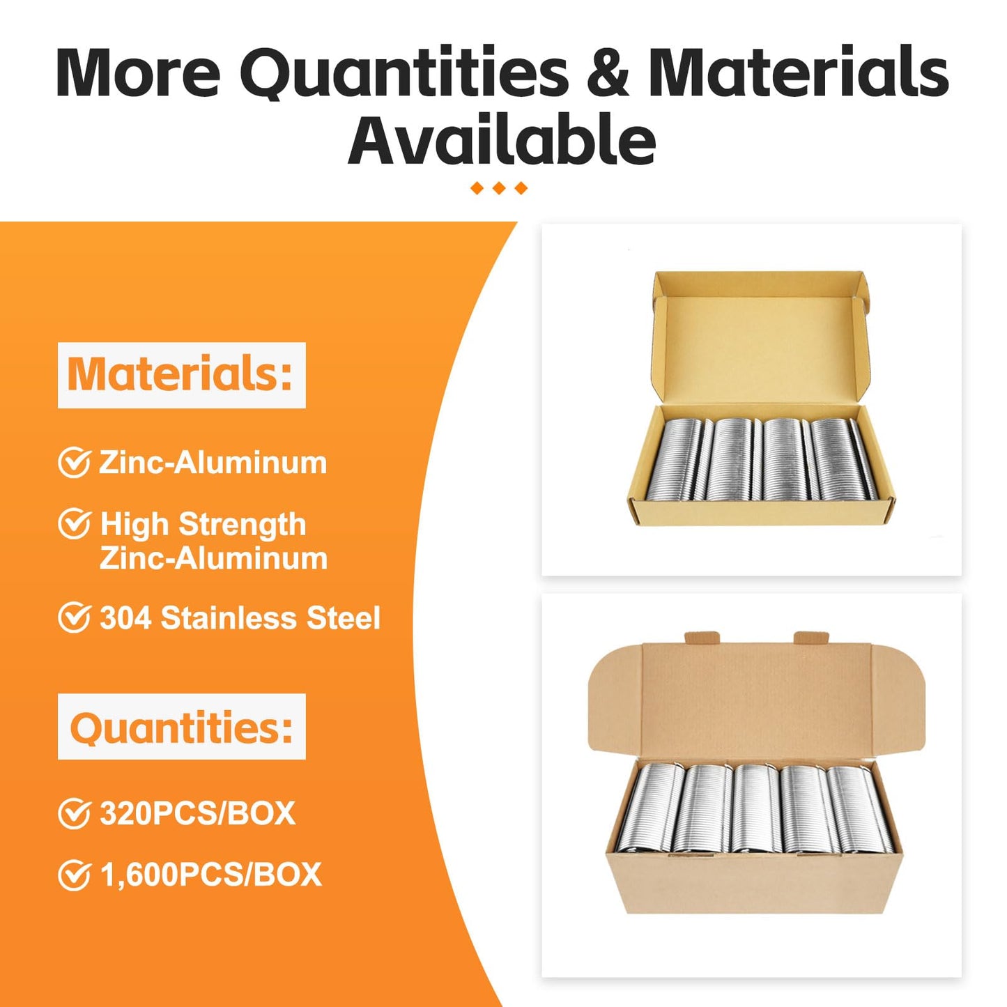 KIMSING - 11 Gauge 304 Stainless Steel Hog Ring Staples, 1-3/4" (45mm) Crown, 1600 Pcs/Box, Fasteners for C50, Heavy Duty Wire Fencing, Gabion