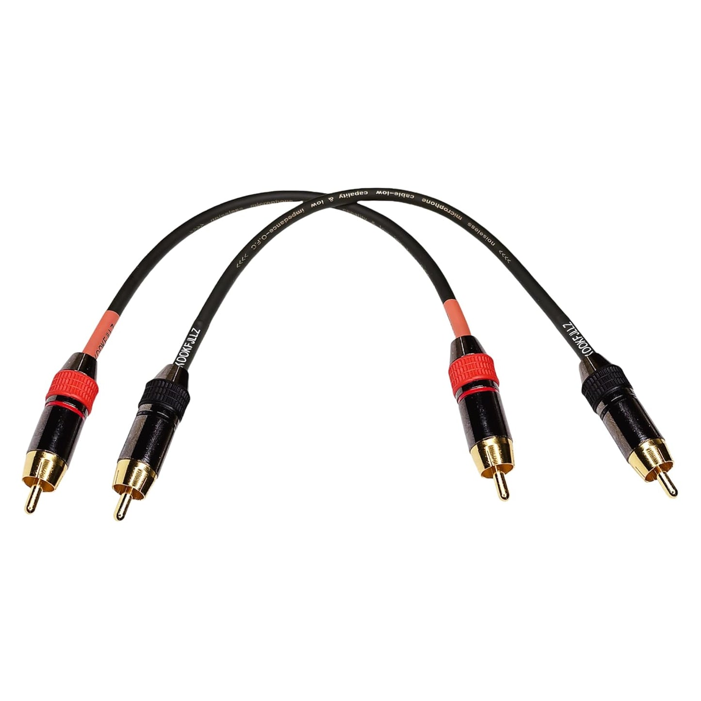 KOOKFJLLZ 1ft (2-Pack) Premium RCA Audio Cable - Heavy Duty Gold Plated Male to Male Subwoofer Cable with Low Noise