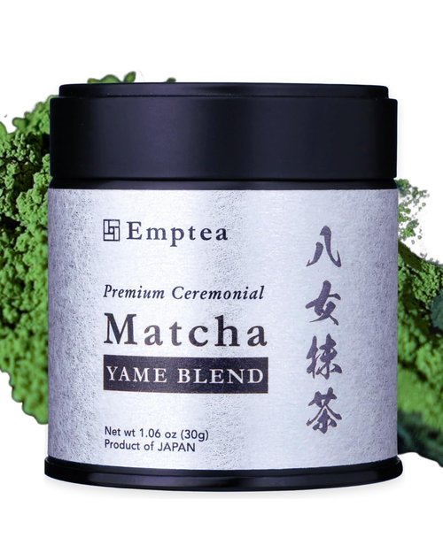 Emptea Yame Premium Ceremonial Grade Matcha Green Tea Powder - First Harvest Stone-Milled Japanese Matcha | Creamy Umami & Nutty Flavor, 1.06oz (30g) Tin