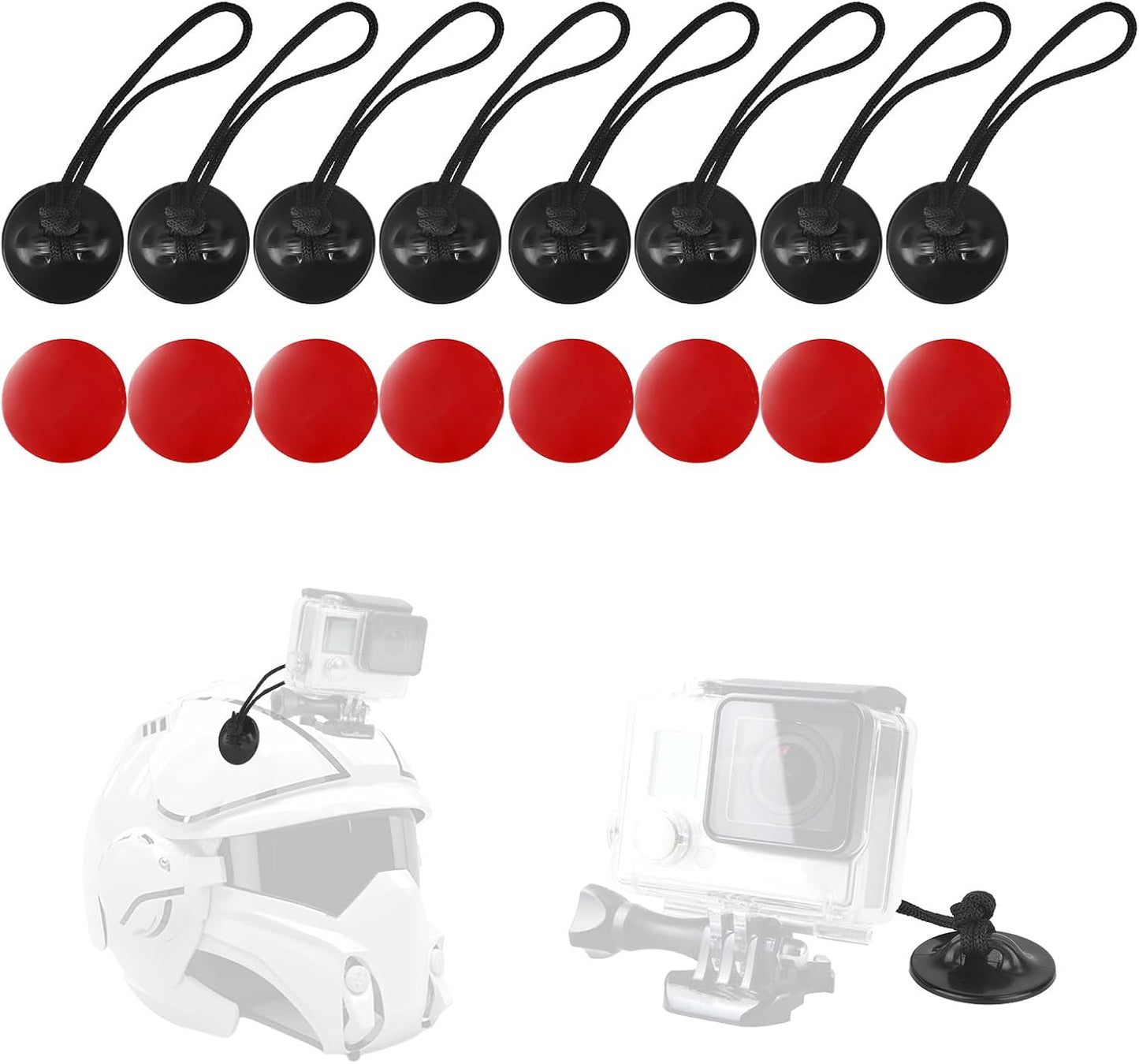lasuroa 8pcs Insta360 x4 x3 Action Camera Safety Tether with High-Bond Pads, Strong Adhesive Stickers Strap Cord