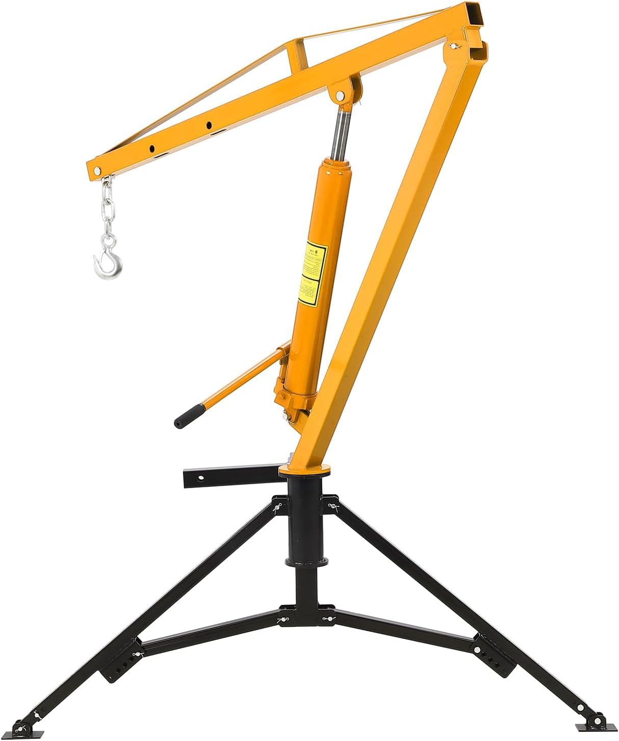 MERXENG Hydraulic Pickup Truck Crane, 1000 Lbs Capacity, 360°Swivel, Hitch Mounted Crane with 3 Adjustable Capacities of 500 Lbs, 750 Lbs and 1000 Lbs for Lifting Goods in Construction, Yellow