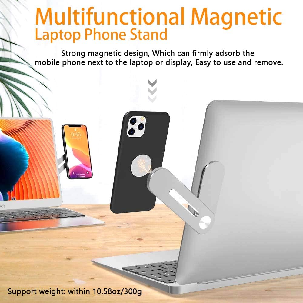 DK177 Laptop Phone Holder, Laptop or Desktop Monitor Side Mount Phone Holder, Slim Portable Foldable Smartphone Stand