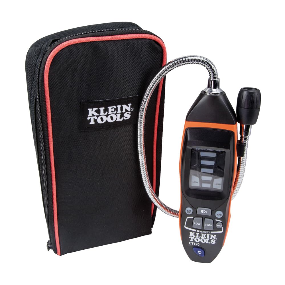 Klein Tools 80142 Gas Leak Detector Kit, Combustible Gas Detector and Digital Manometer HVAC Pressure Tester, Dual-Port, 2-Piece