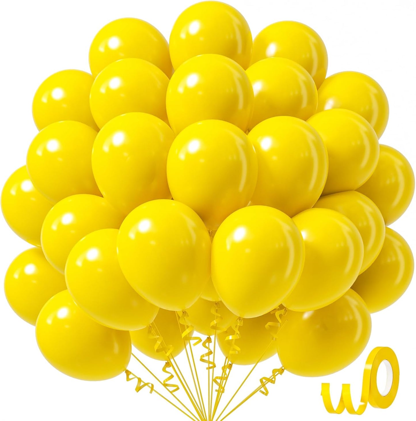 Awenztech Yellow Balloons - 12 Inch Latex Balloons | 50 Pack for Baby Showers & Birthday Parties