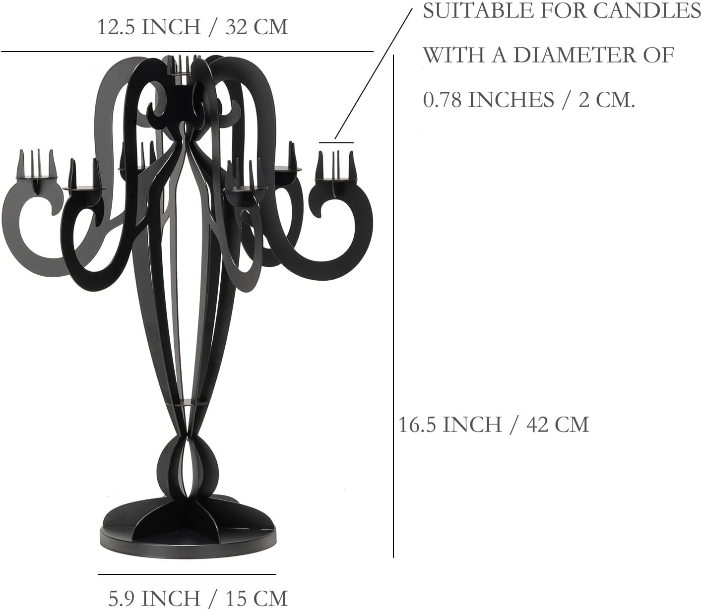 AIM & GGKK Black Metal Candelabra | Elegant 7-Arm Taper Candle Holder for Home Decor & Centerpieces