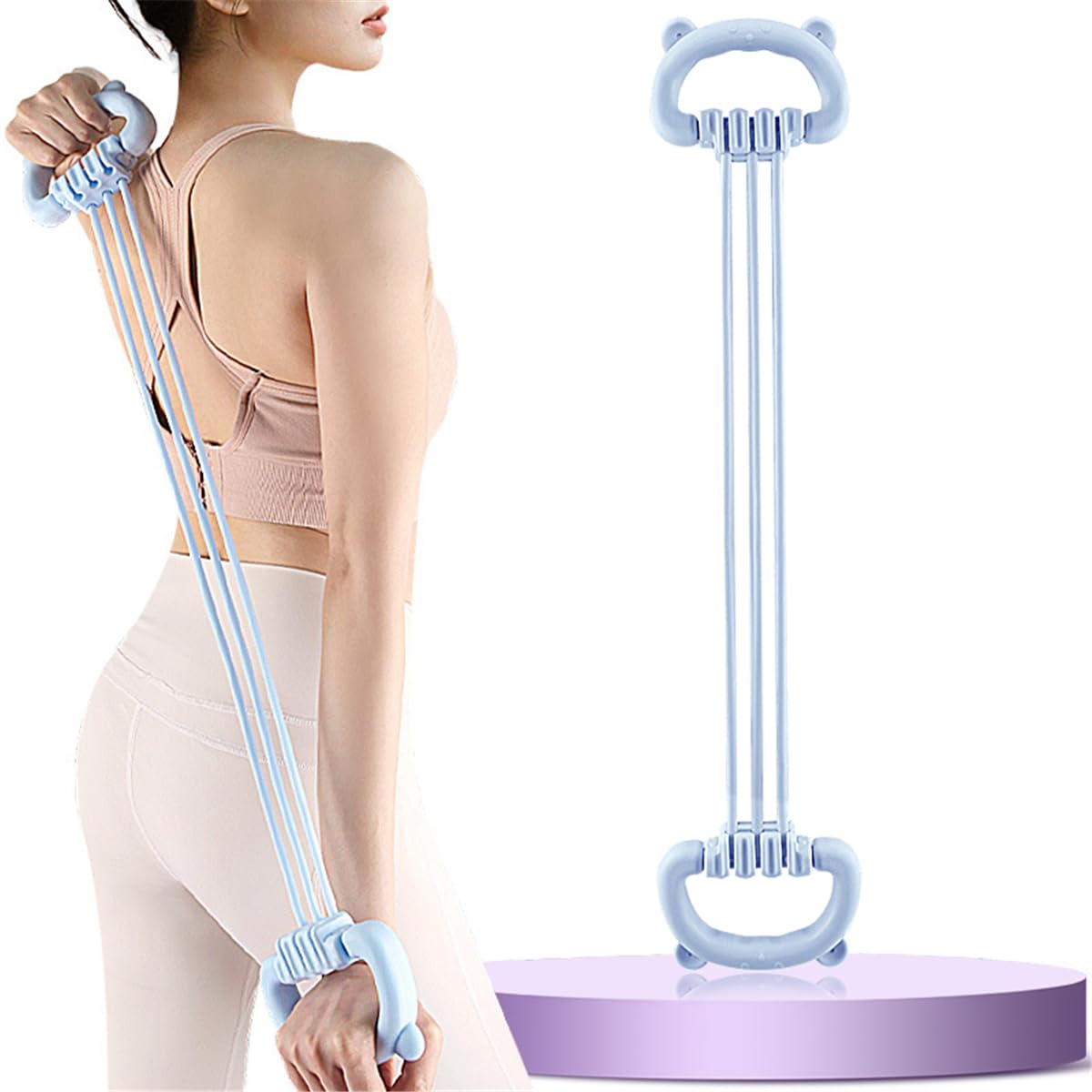 Resistance Bands with Handles, Adjustable Figure 8 Exercise Bands Set 15-90LBS, 6 Tube Heavy Duty Workout Bands for Women, Home Gym, Physical Therapy, Strength Training & Full Body Fitness (Blue)