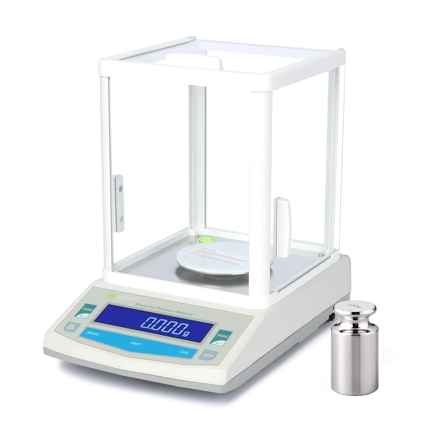 U.S. Solid Analytical Balance, 100g x 0.001g/1mg High Precision Lab Scale, Digital Balance - 5 Weighing Units, Glass Draftshield, RS232 Interface & Piece Counting, 200g Calibration Weight