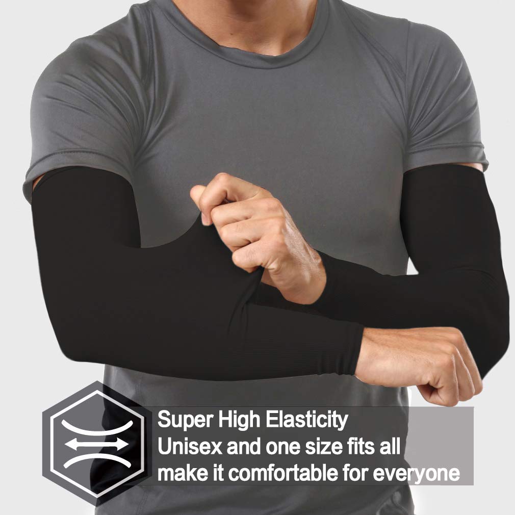 Feeke Arm Sleeves for Men and Women, Sleeve to Cover Arms for Men and Women, UV Protection Cooling 4-Pairs Anti-Slip Compression Sun Sleeves for Cycling Running Outdoor Sports