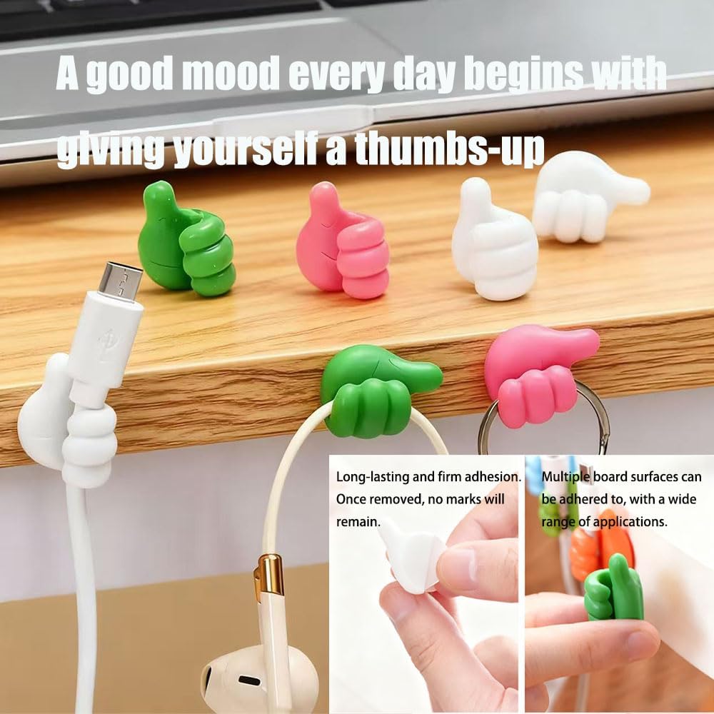 LXNIEPAN 24Pcs Creative Silicone Thumb Cable ClipsSelf Adhesive Fun Cord Holders for Desk Wall Car Nightstand, Cord