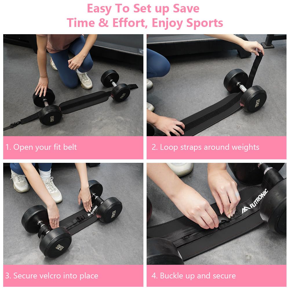 Flintronic Exercise Hip Thrust Belt, Glute Trainer, Adjustable Hip Thrust Belt with Extra Padding for Dumbbells Kettlebells Gym Fitness Bodybuilding Weightlifting, Pink