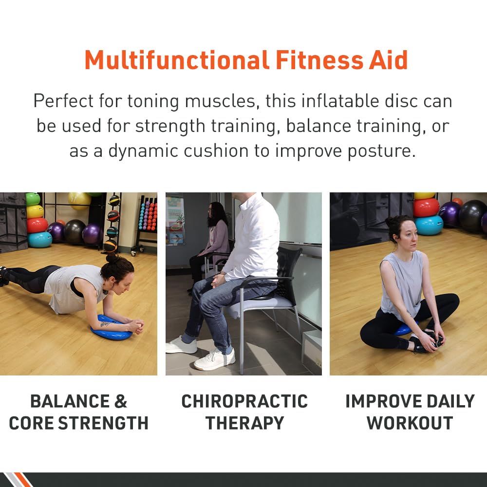 Body Sport Balance Disc - Inflatable, 13.5 in Balance Trainer - for Core Stability and Muscle Activation - Perfect for Dynamic Sitting or Standing Exercises (Black)