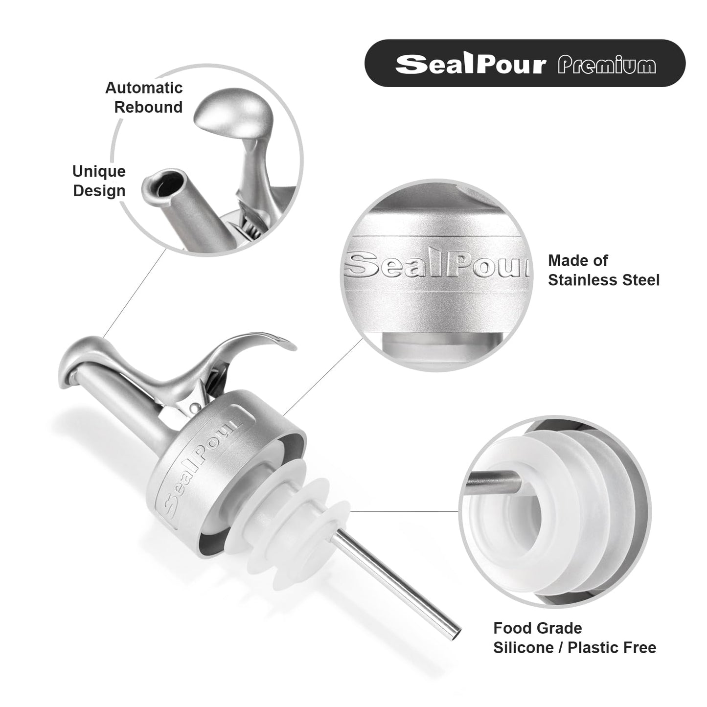 Liquor Pour Spouts, Liquor Bottle Pourer Spouts, Alcohol Pour Spouts,Bar Pour Spouts,Suitable for Alcohol, Beverage, Vinegar, Wine for Bar Accessories-2Pcs