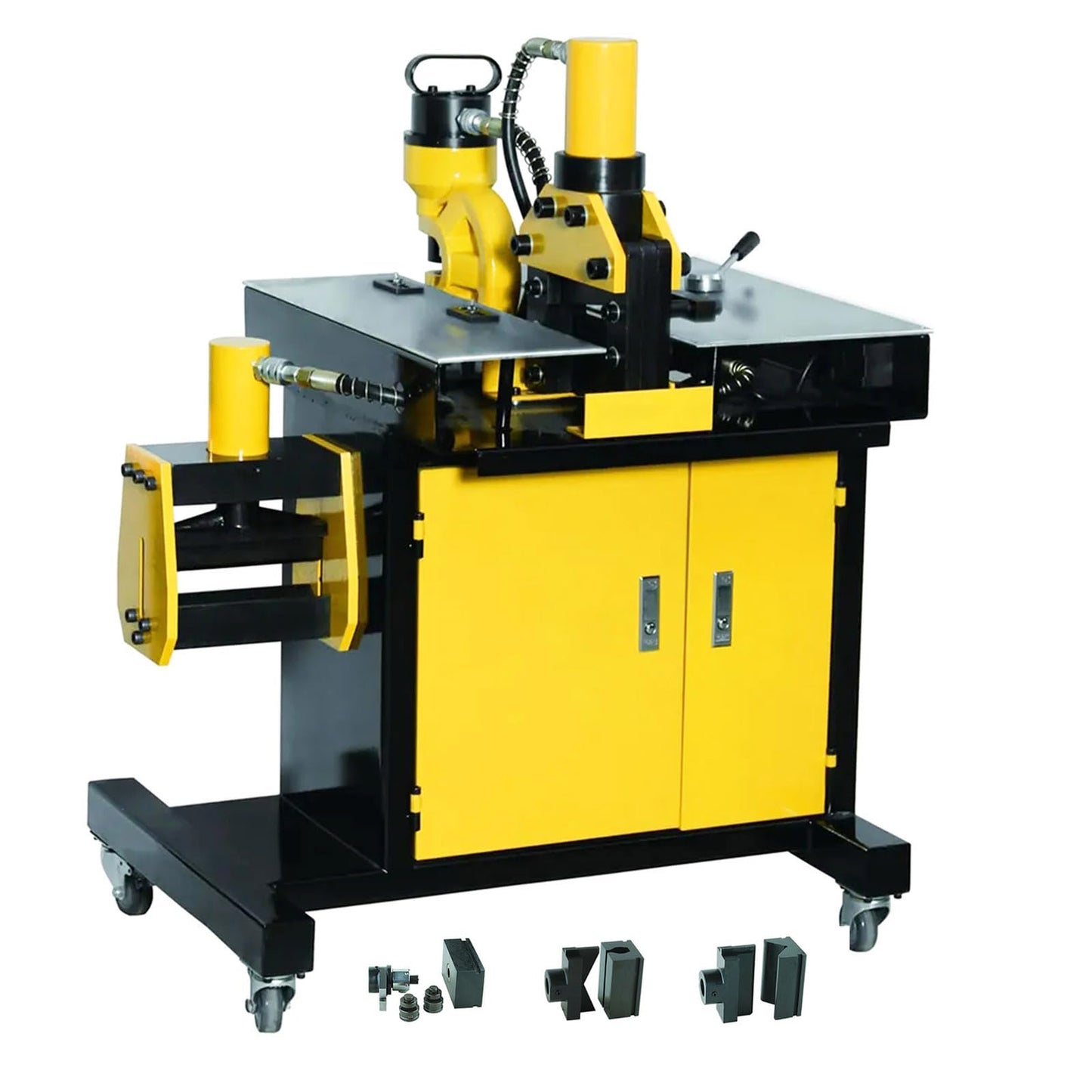 INTBUYING 3 in 1 Electric Hydraulic Busbar Processor Cutter/Bender/Hole Puncher 700bar for Copper & Aluminum Busbars, Industrial Grade Busbar Fabrication Tool with 6 Punching Dies 110V