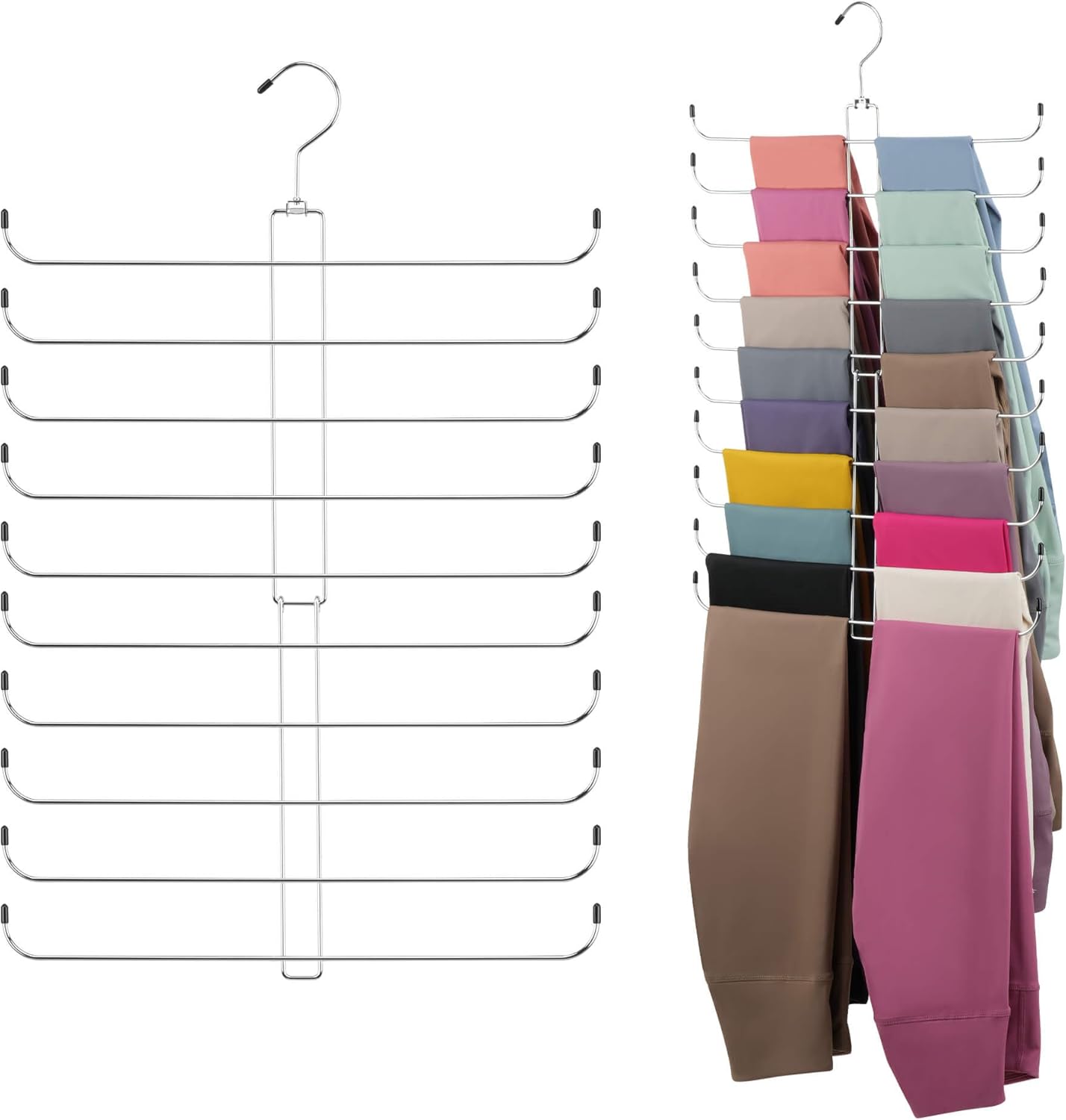 ZEDODIER Legging Organizer - Rotatable Yoga Pants Hanger for Women's XS-XL | Holds 20 Pairs, Silver