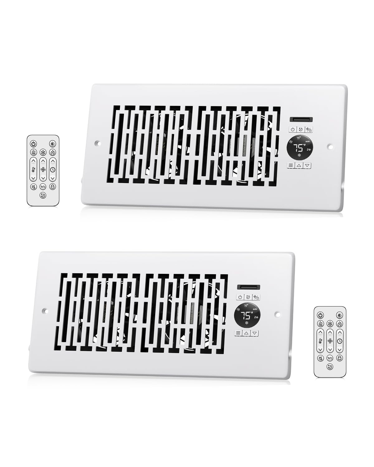 MOTCTQVD 2-Pack Smart Register Booster Fan Fits 4" x 10" Register Holes, 10-Speed Quiet Vent Fan Booster, Smart Thermostat Control for Improves Heating and Cooling with Remote for Floor or Wall Vents