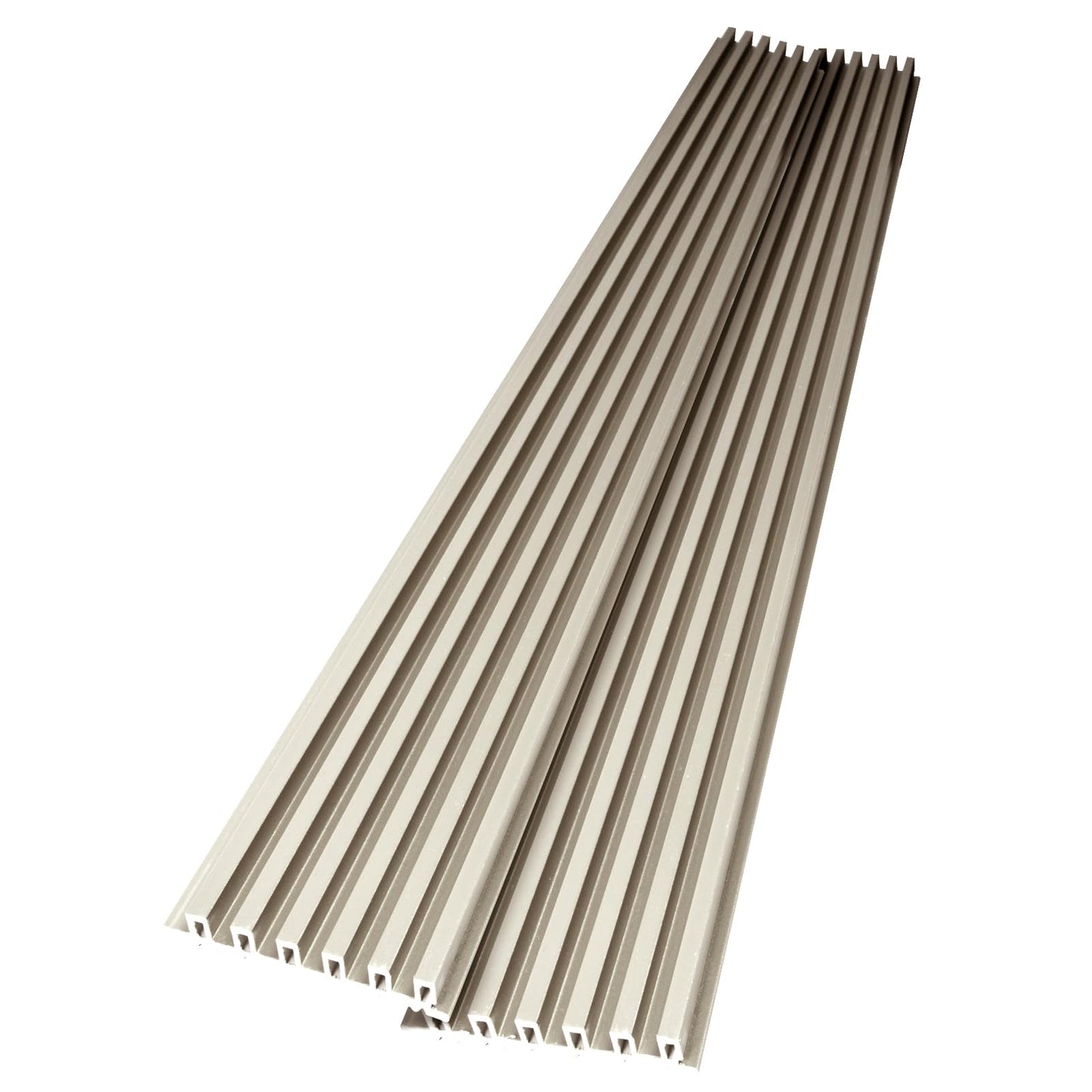 Art3dwallpanels Slat Wall Paneling, 104'' x 6.7'' Glossy Metal Finish WPC Soundproof 3D Wall Panels for Interior Wall Decor, 8 Pack Fluted Textured Panel Wall Slats, Champagne Silver