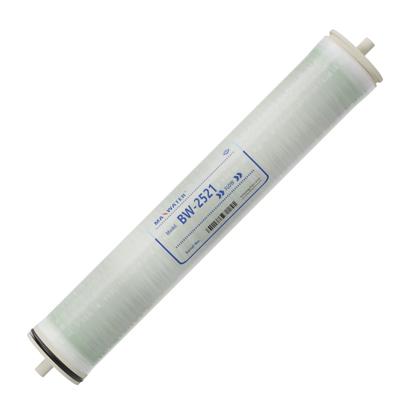 Max Water 2.5 x 21 BW-2521 RO Membrane Element- Brackish Water RO 350 GPD for Desalination, Commercial, Agricultural, and Whole House Reverse Osmosis - Compatible with M-T2521A, BW-2521