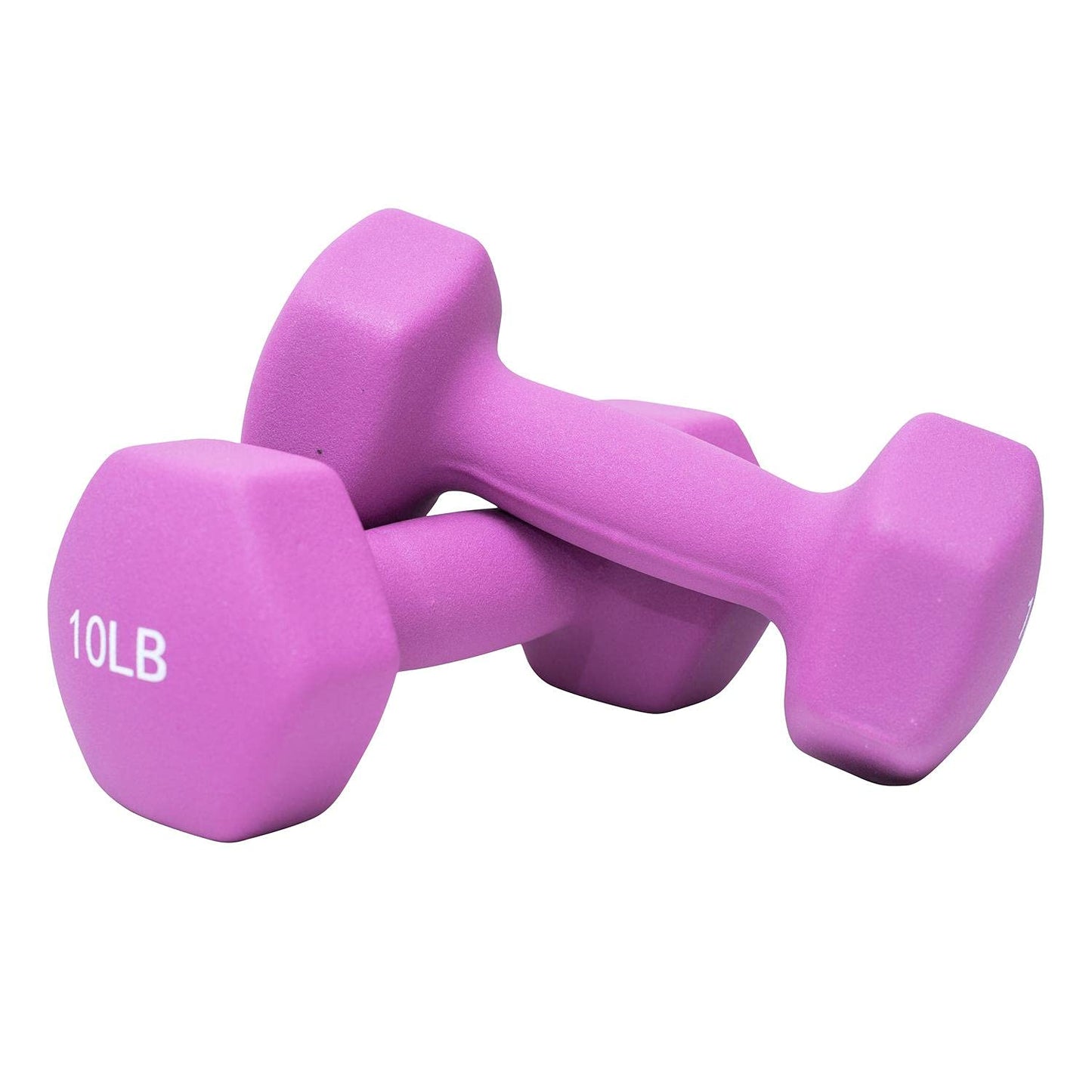 FUXION 10 lb Neoprene Dumbbell Hand Weights, Sets of 2 with Multiple Weight Options, Hexagon Non-Slip Weights for Home Gym Yoga Pilates Workout - purple