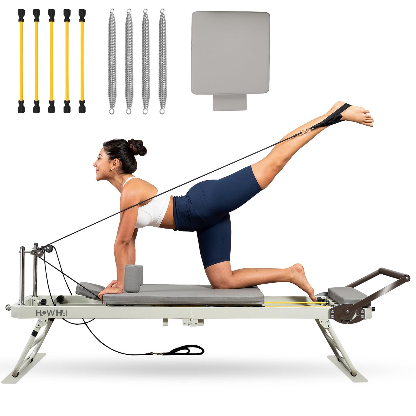 HOWHAI Reformer Pilates Machine, Foldable Pilates Reformer with Jump Board, Pilates Equipment for Home Gym Studio Use with 153 lbs Adjustable Resistance (400lbs Capacity)