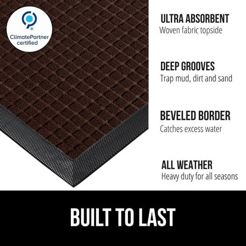 GORILLA GRIP Waterproof All-Season WeatherMAX Doormat - 35x23 Natural Rubber | Stain & Fade Resistant, Easy Clean