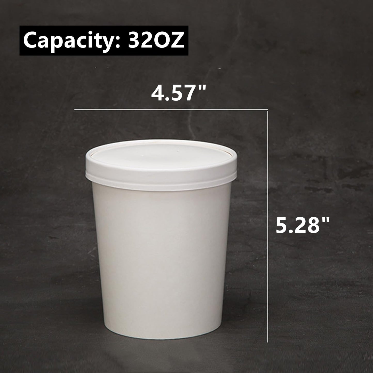 Zentriqlla 30 Pack 32oz Paper Ice Cream Bowls, White Paper Soup Containers with Lids, Microwave & Freezer Safe Food Cups, Large Takeout To Go Containers for Wedding, Restaurant Supplies