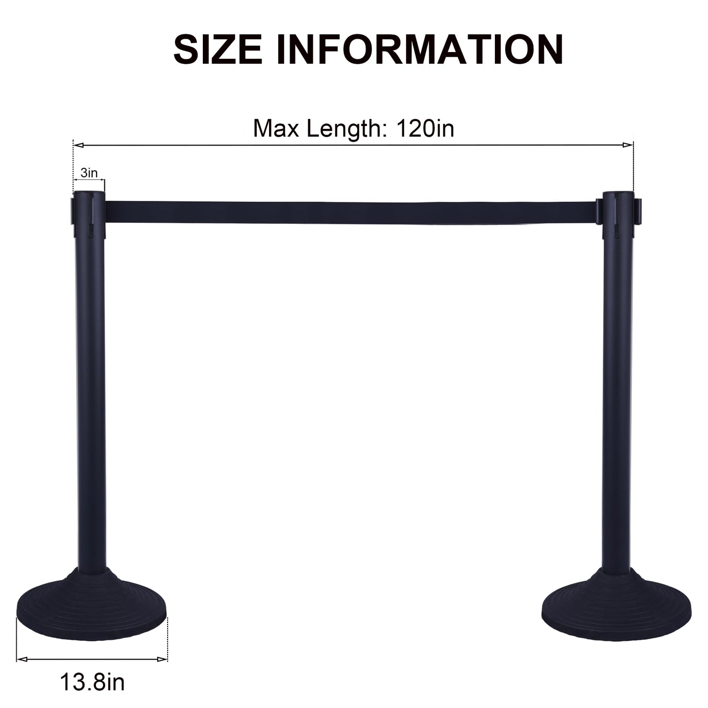 OangeStar 6 Packs Crowd Control Stanchion, Crowd Control Barrier Set w/10ft Black Retractable Belt Rubber Base