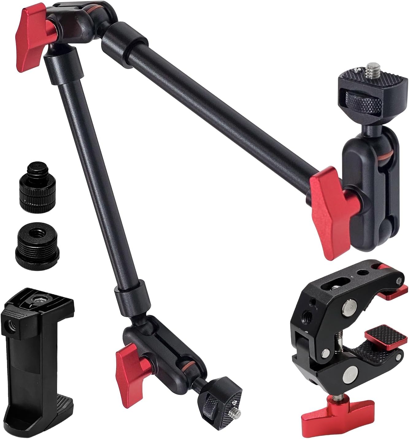 Socpuro 22" Magic Arm w Clamp Mount, Adjustable Overhead Phone Mount Stand, Articulating Friction Boom Arm w Thread
