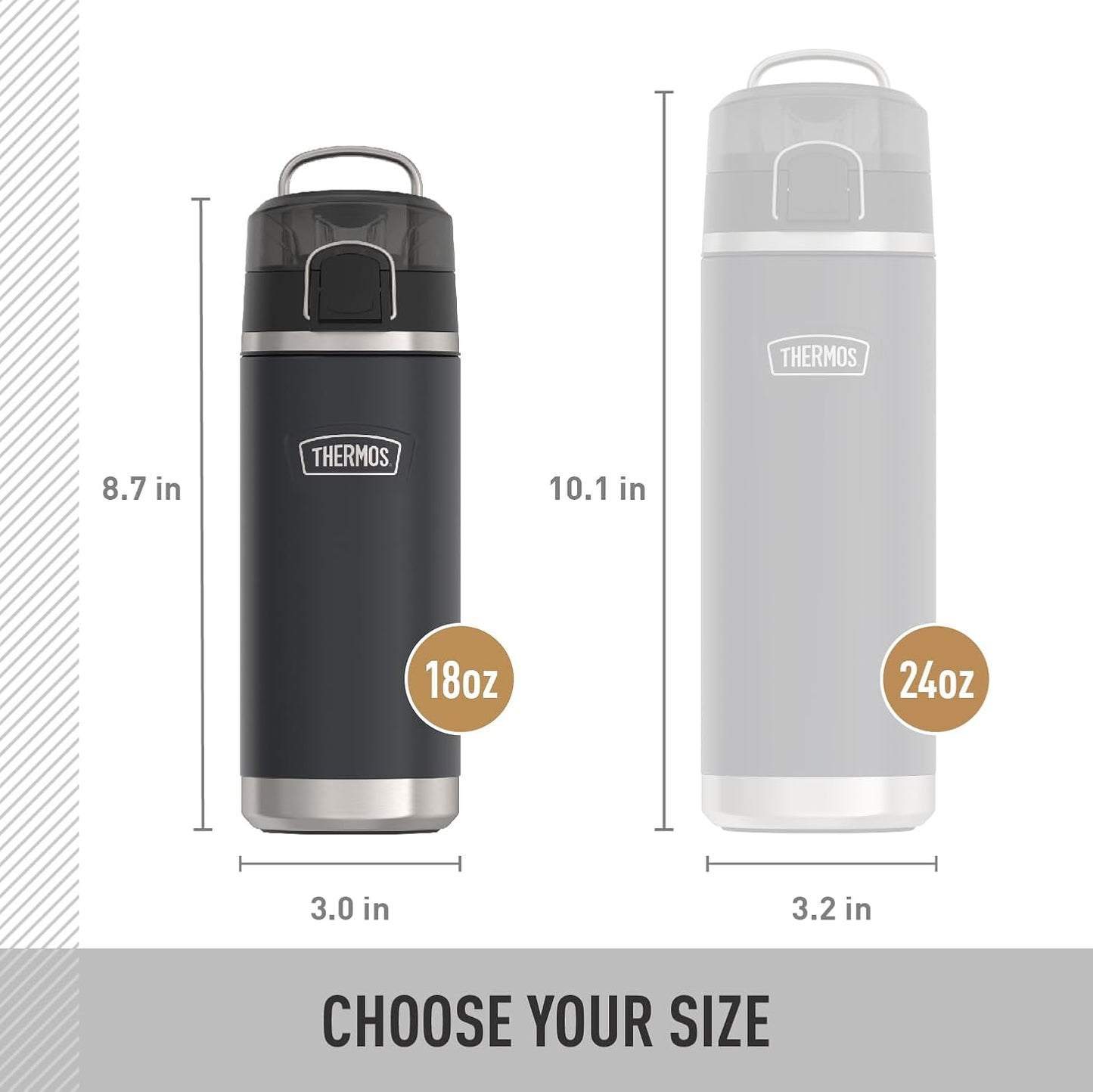 THERMOS Icon Series Water Bottle - 18 Ounce Stainless Steel, Lime - Vacuum Insulated with Spout