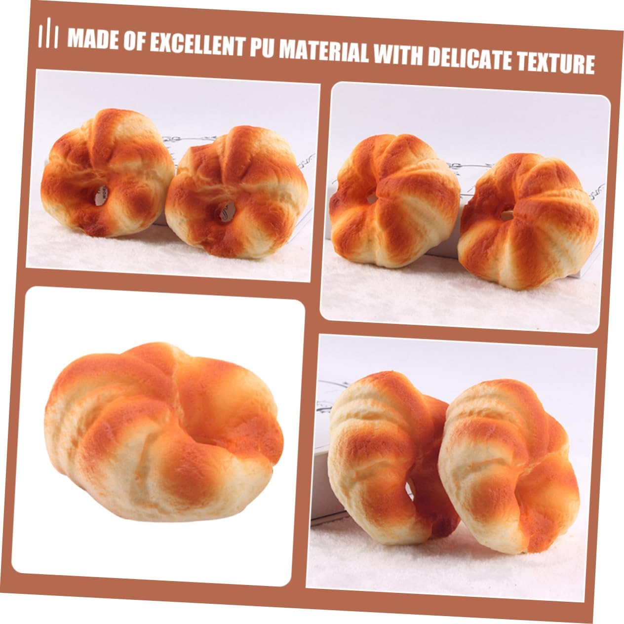 2pcs ERINGOGO Simulation Bread Model Artificial Bread Decor for Photography Bakery Display and Home Decor Lifelike PU