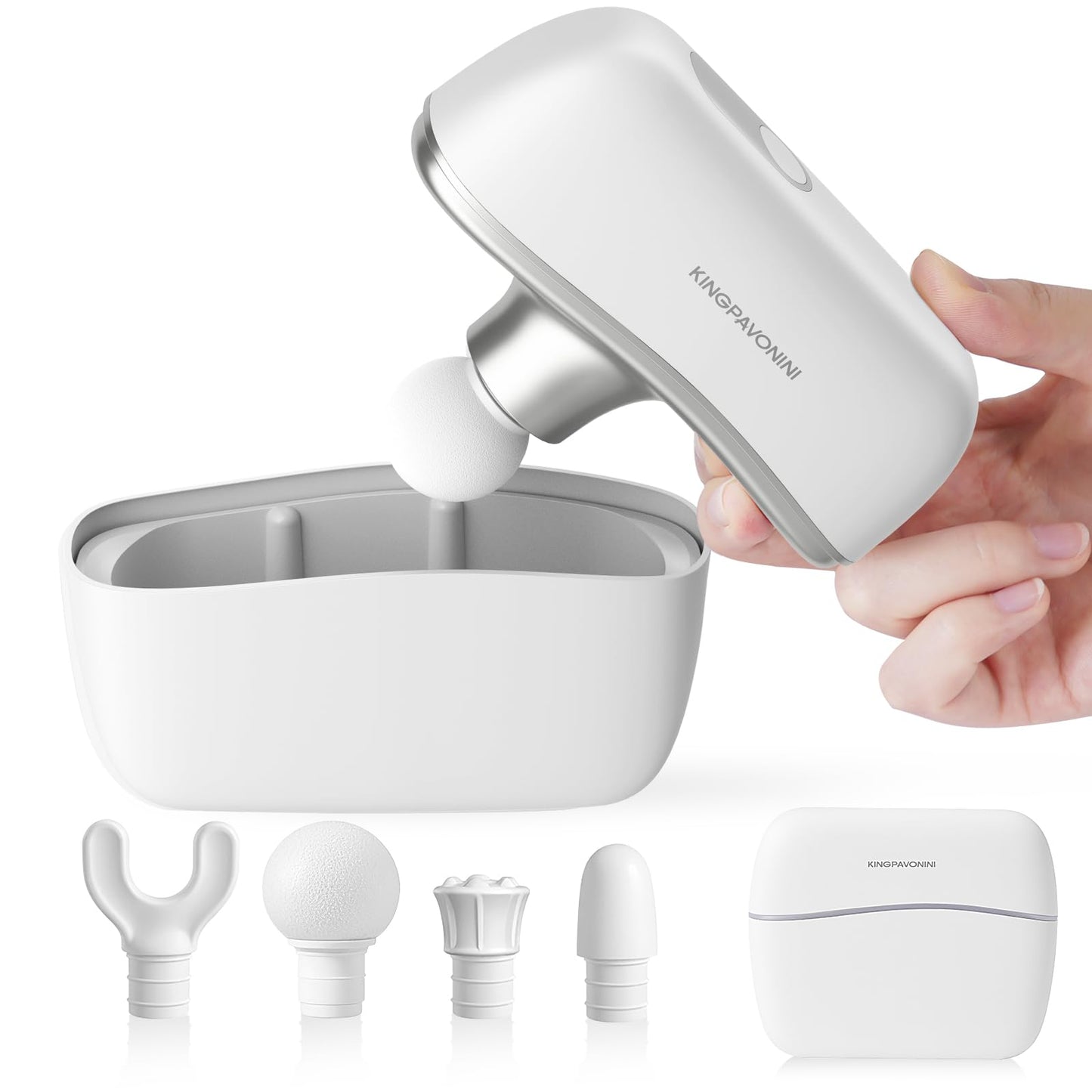 KingPavonini Mini Massage Gun with All-in-One Storage Case, Pocket-Sized Small Massage Gun Deep Tissue, 0.5 lbs Portable Percussion Massager for Travel, Gym, Gift for Women Men